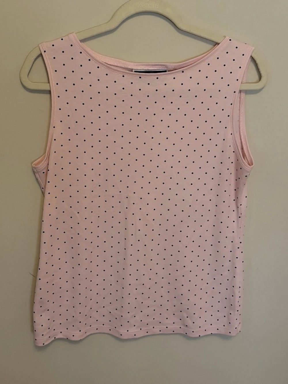 Sleeveless Pink Polka Dot boat neck Women's Tank Top